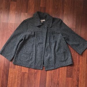 Croft & Barrow Gray Tweed Cape Jacket